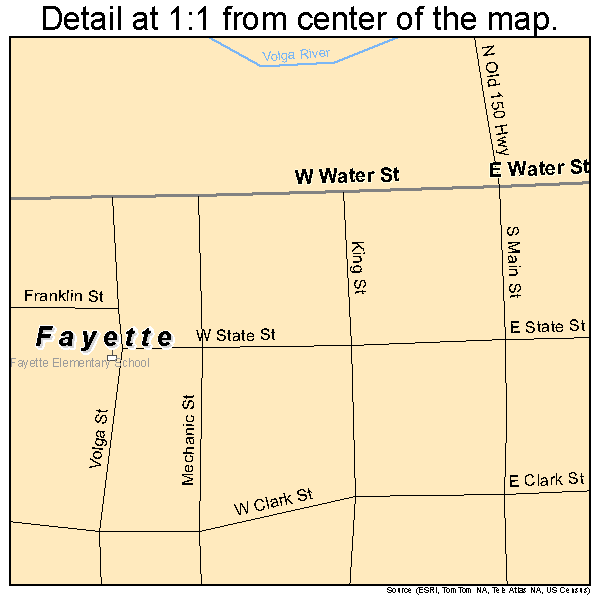 Fayette, Iowa road map detail