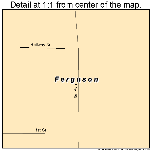 Ferguson, Iowa road map detail