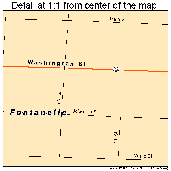 Fontanelle, Iowa road map detail