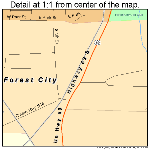 Forest City, Iowa road map detail
