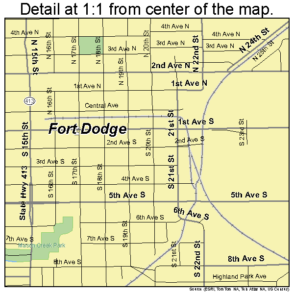 Fort Dodge, Iowa road map detail