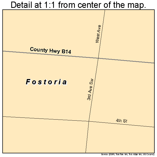 Fostoria, Iowa road map detail