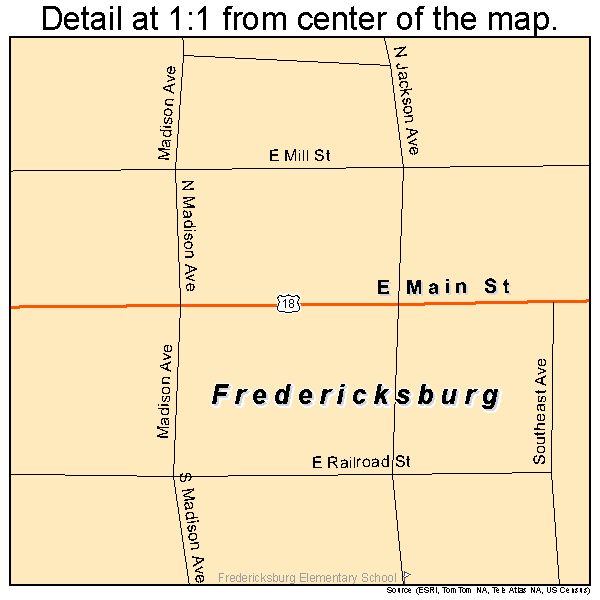 Fredericksburg, Iowa road map detail