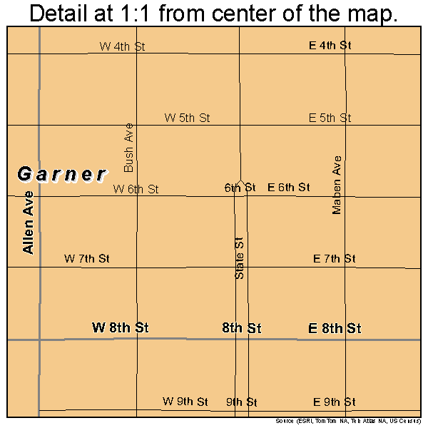 Garner, Iowa road map detail
