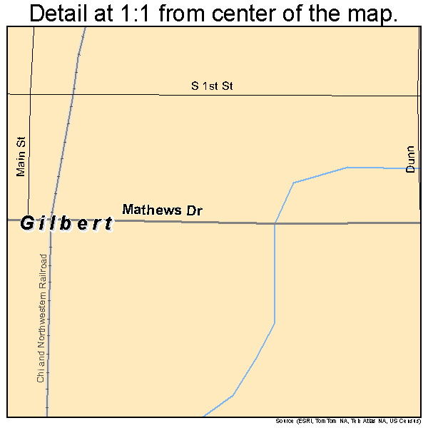 Gilbert, Iowa road map detail
