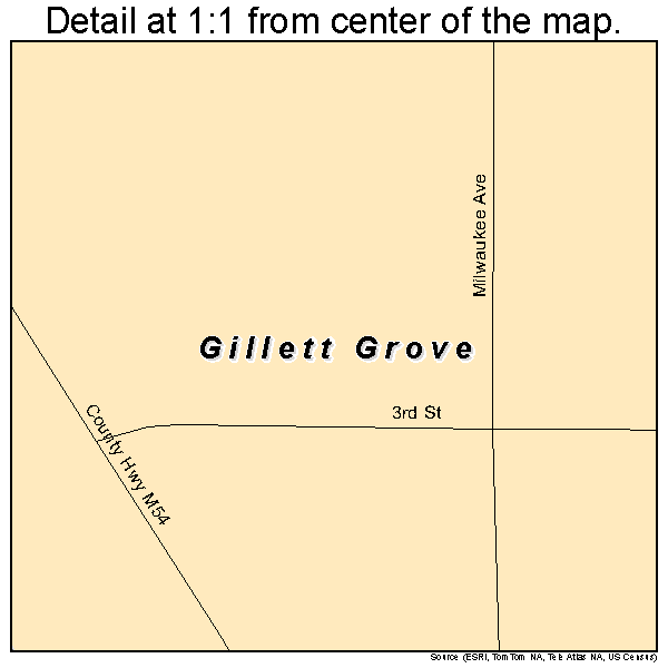 Gillett Grove, Iowa road map detail