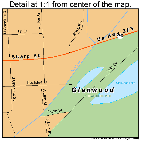 Glenwood, Iowa road map detail