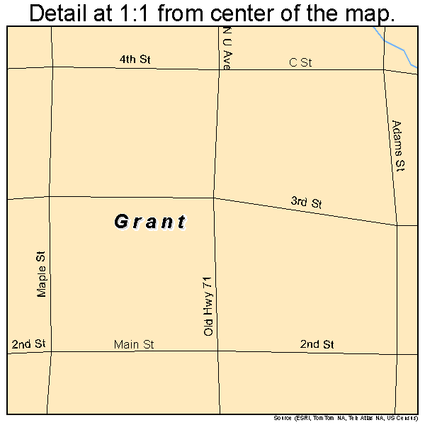 Grant, Iowa road map detail