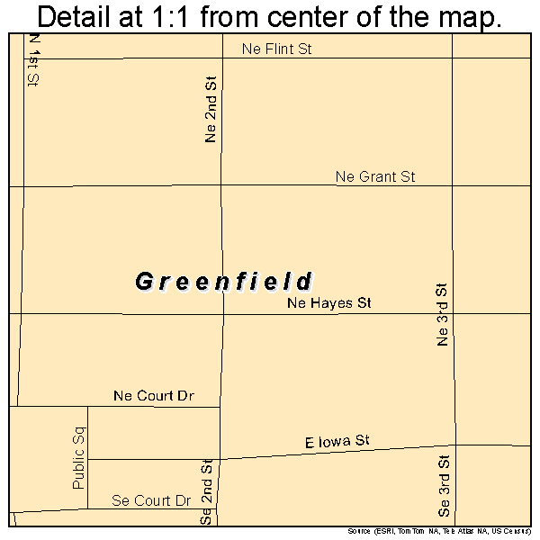 Greenfield, Iowa road map detail