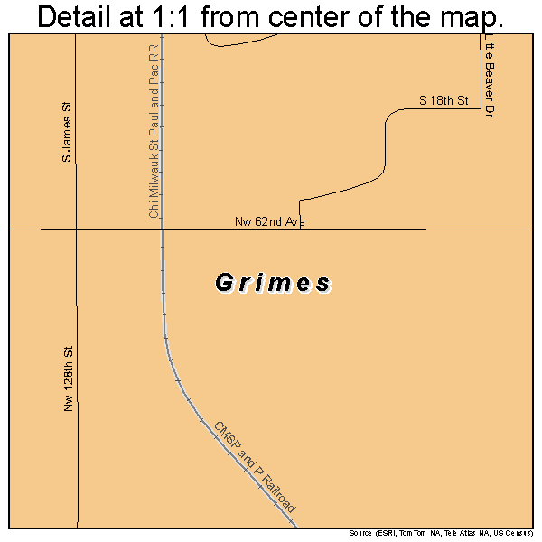 Grimes, Iowa road map detail