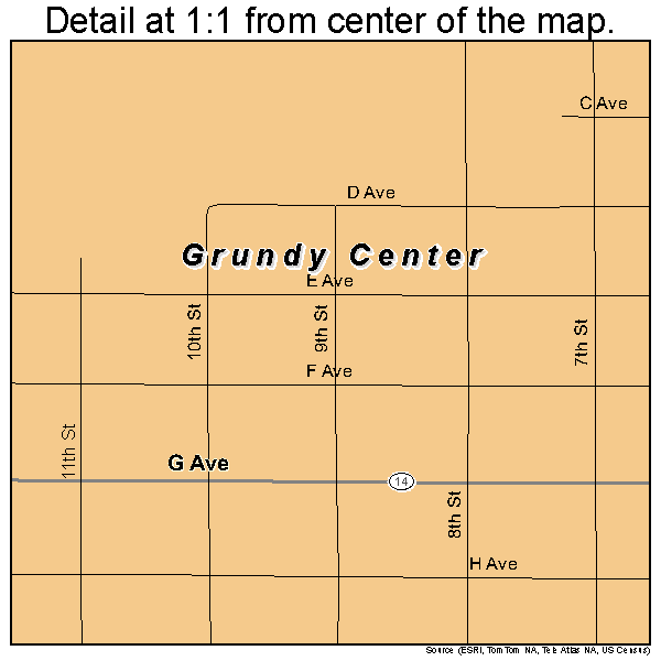Grundy Center, Iowa road map detail