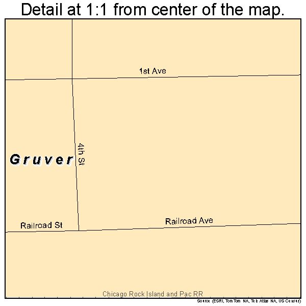 Gruver, Iowa road map detail