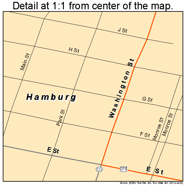 Hamburg, Iowa road map detail