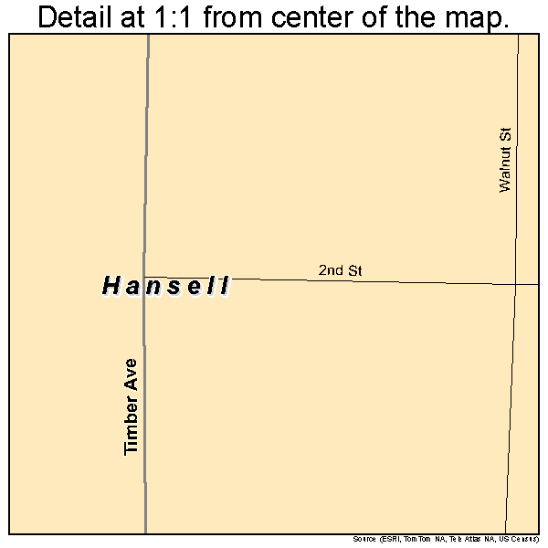 Hansell, Iowa road map detail