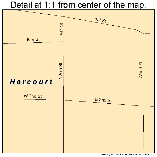 Harcourt, Iowa road map detail