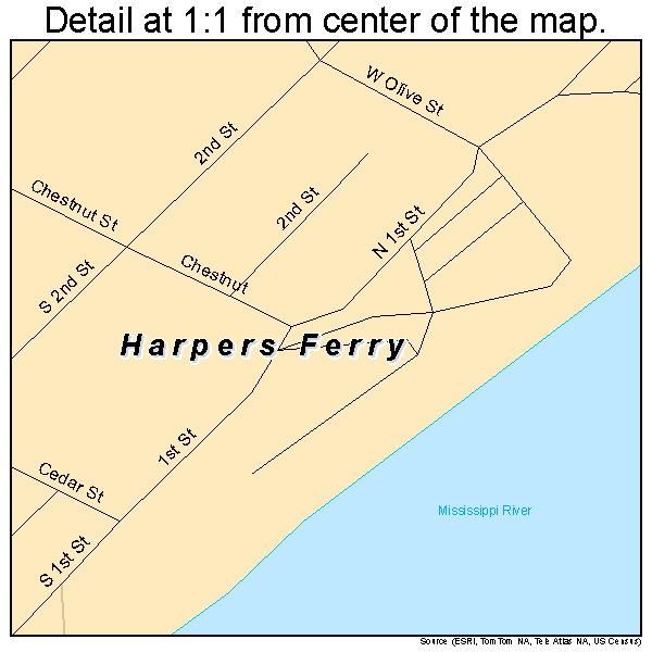 Harpers Ferry, Iowa road map detail