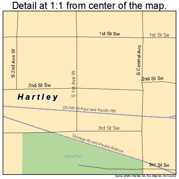 Hartley, Iowa road map detail