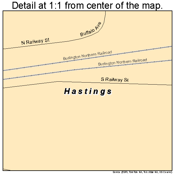 Hastings, Iowa road map detail