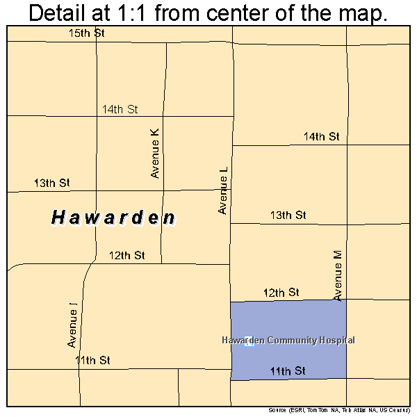 Hawarden, Iowa road map detail