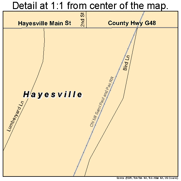 Hayesville, Iowa road map detail
