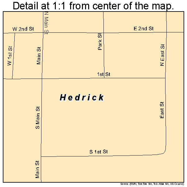 Hedrick, Iowa road map detail