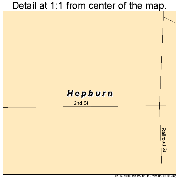 Hepburn, Iowa road map detail