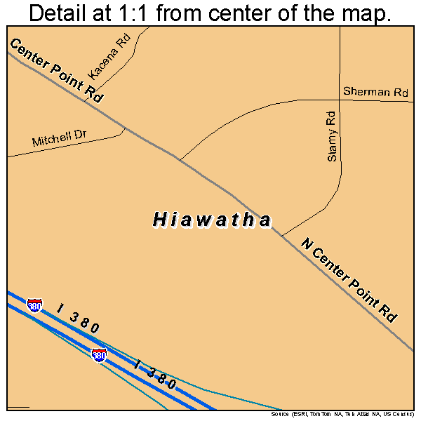 Hiawatha, Iowa road map detail