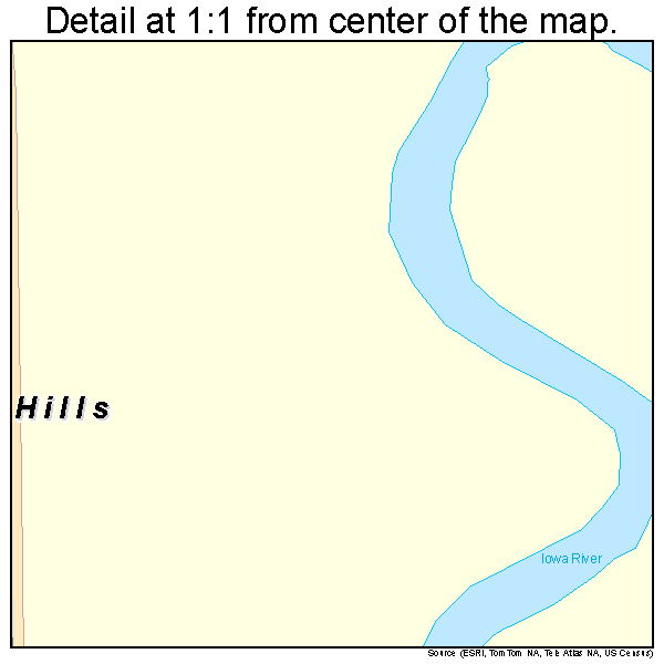 Hills, Iowa road map detail
