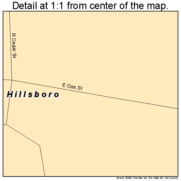 Hillsboro, Iowa road map detail