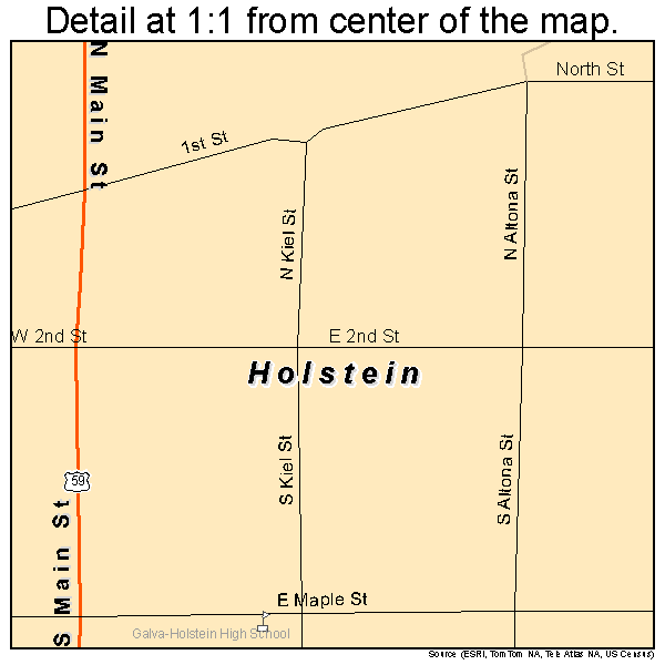 Holstein, Iowa road map detail