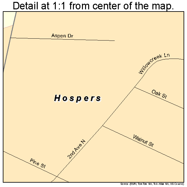 Hospers, Iowa road map detail