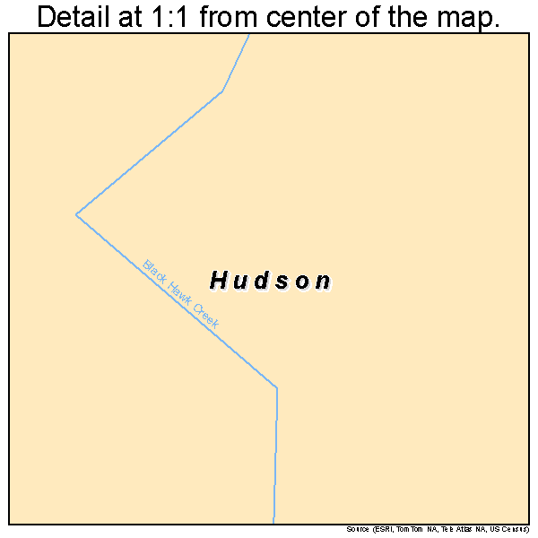 Hudson, Iowa road map detail