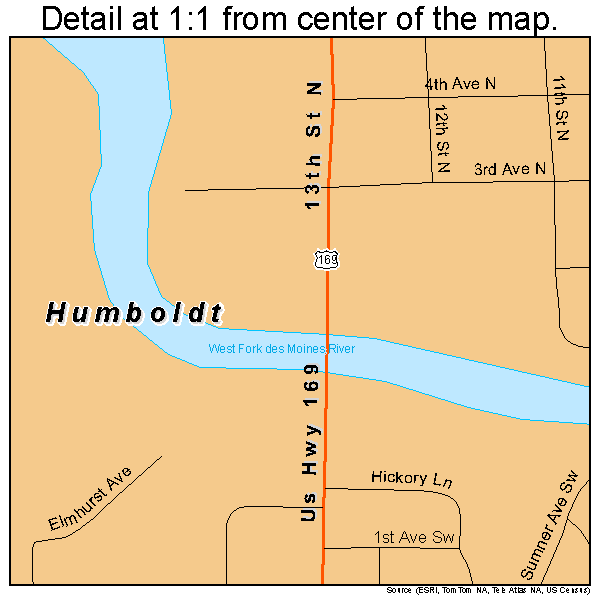 Humboldt, Iowa road map detail