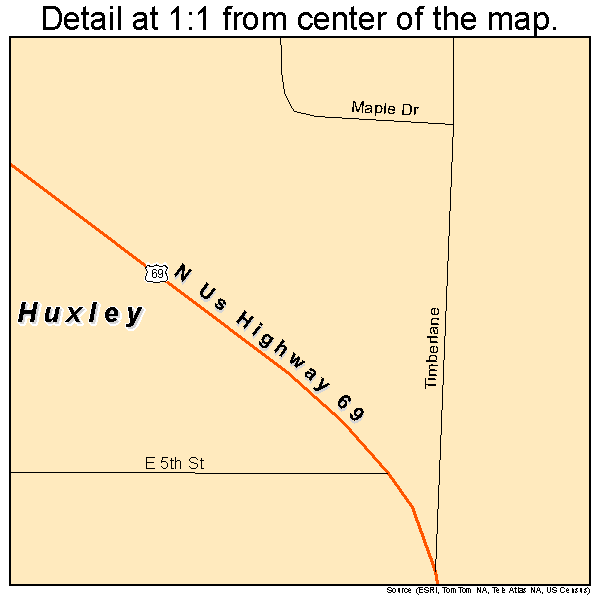 Huxley, Iowa road map detail