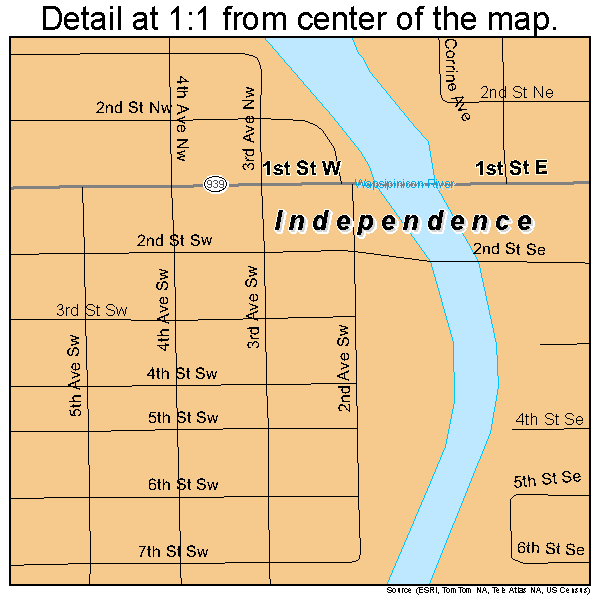 Independence, Iowa road map detail