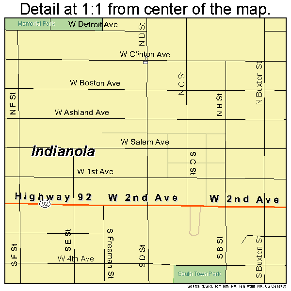Indianola, Iowa road map detail