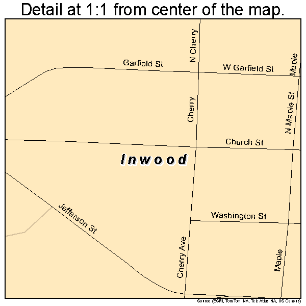Inwood, Iowa road map detail
