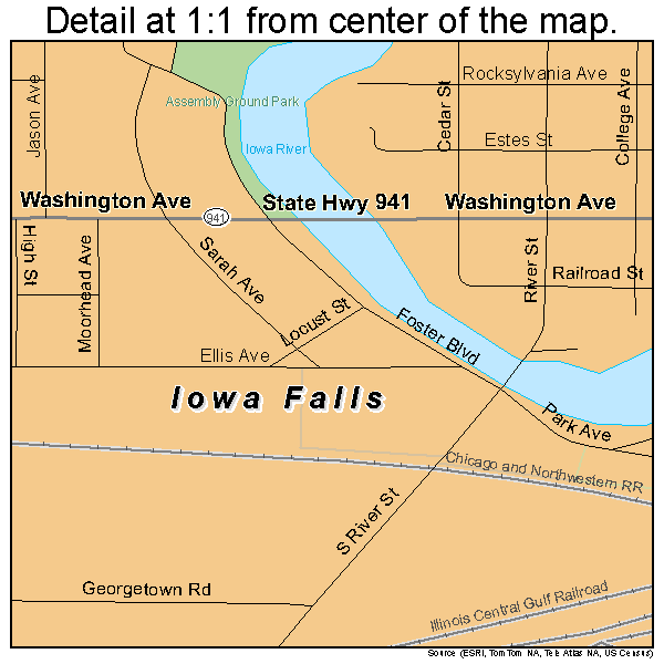 Iowa Falls, Iowa road map detail