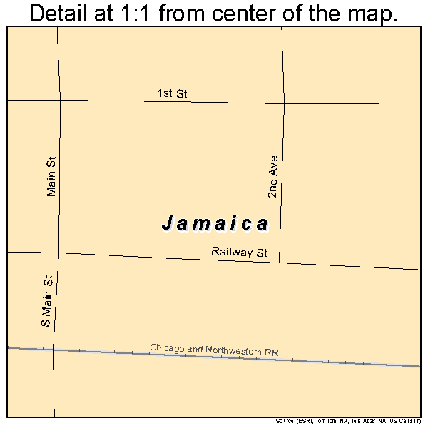 Jamaica, Iowa road map detail