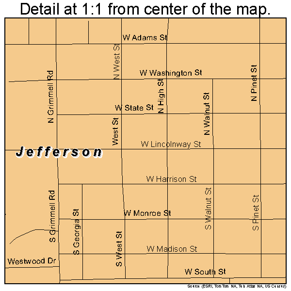 Jefferson, Iowa road map detail