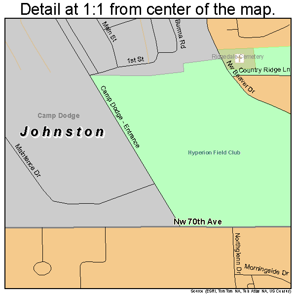 Johnston, Iowa road map detail