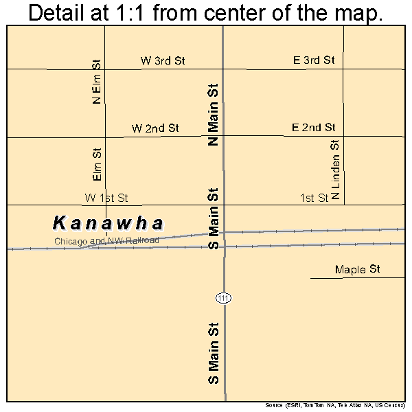 Kanawha, Iowa road map detail