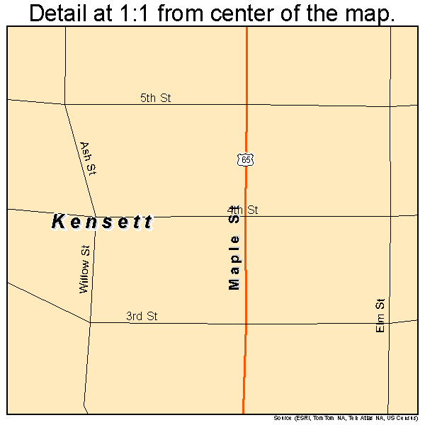 Kensett, Iowa road map detail