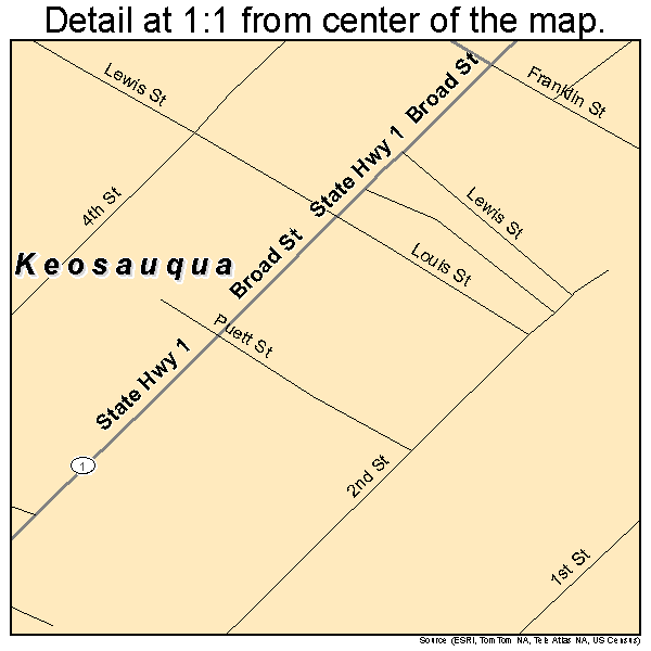 Keosauqua, Iowa road map detail