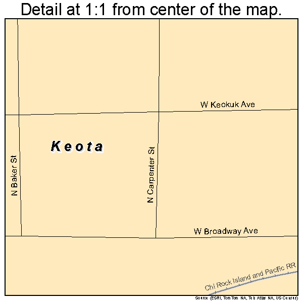 Keota, Iowa road map detail