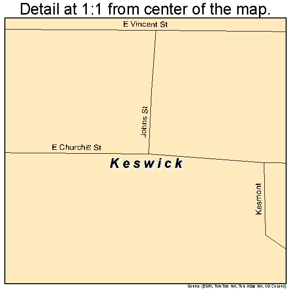 Keswick, Iowa road map detail
