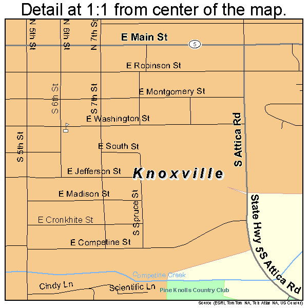 Knoxville, Iowa road map detail