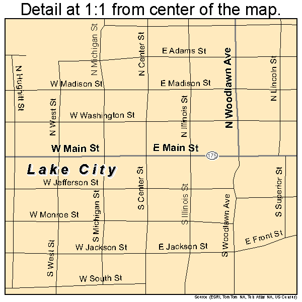 Lake City, Iowa road map detail