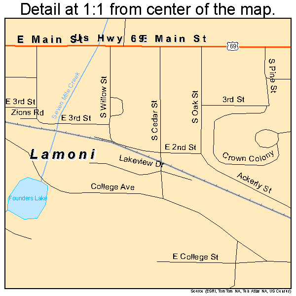 Lamoni, Iowa road map detail
