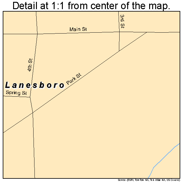 Lanesboro, Iowa road map detail
